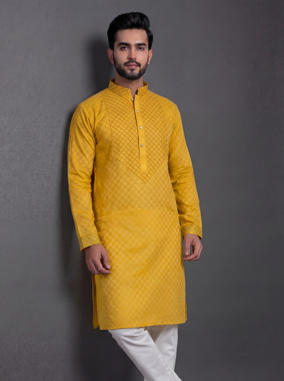 Image of Tibra Collection Men Embroidered Straight Kurta