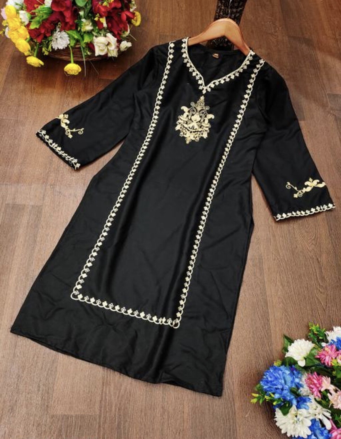 Image of weaRial Women Embroidered A-line Kurta