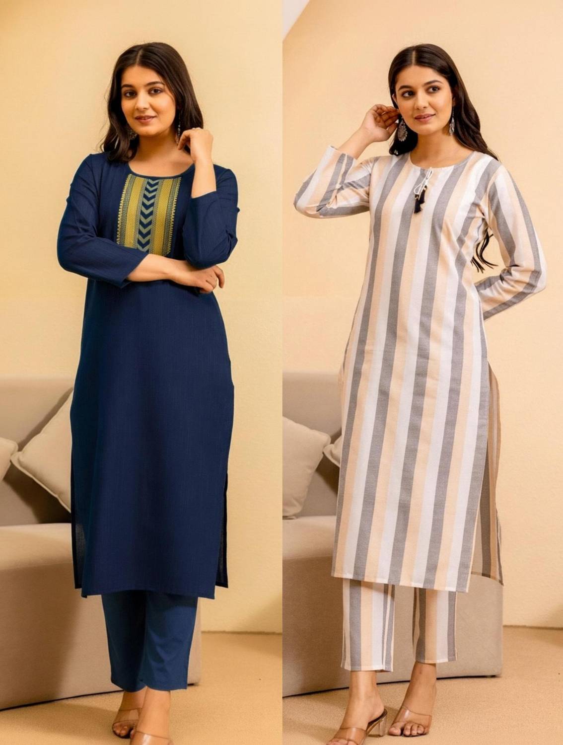BILANZA Women Striped Straight Kurta