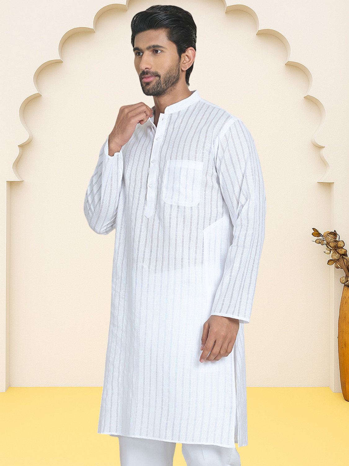 Image of Jompers Men Striped Straight Kurta