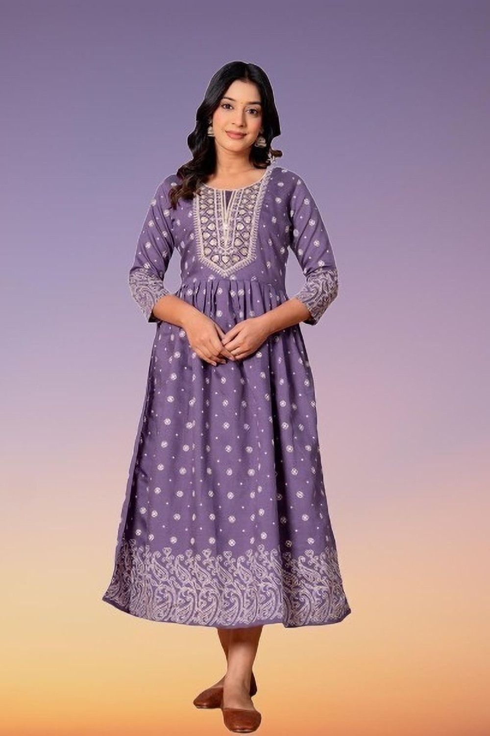 Image of DCEE PLUS Women Printed, Embroidered Anarkali Kurta
