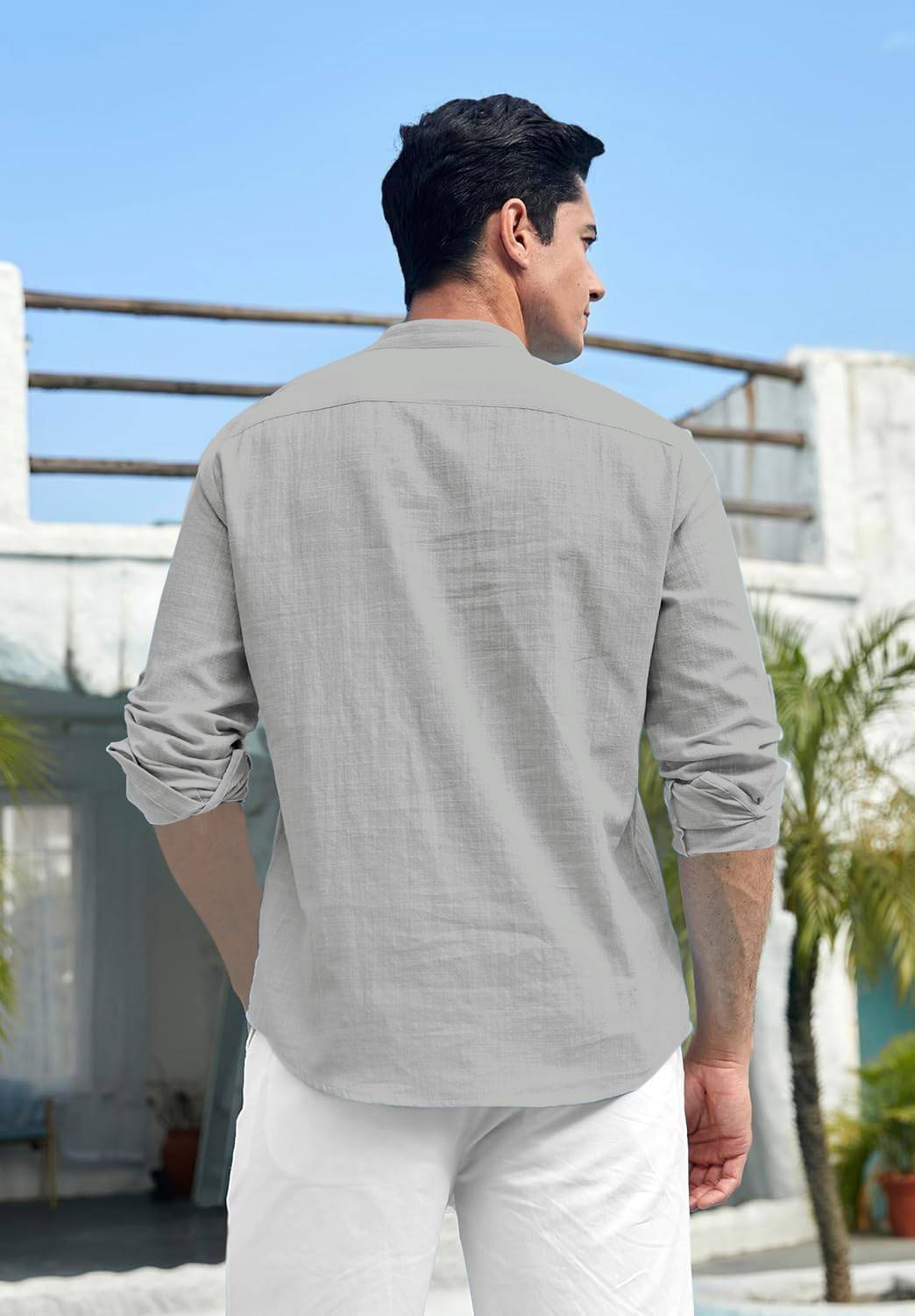 FINFOL Men Embroidered Straight Kurta Gray - Image 3