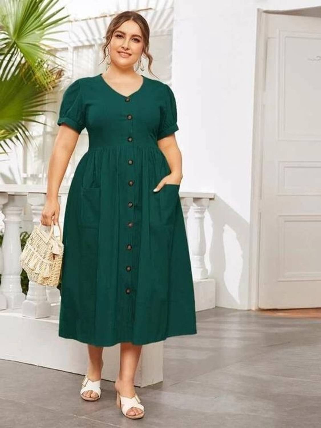 Safoora Creation Women A-line Dark Green Midi/Calf Length Dress
