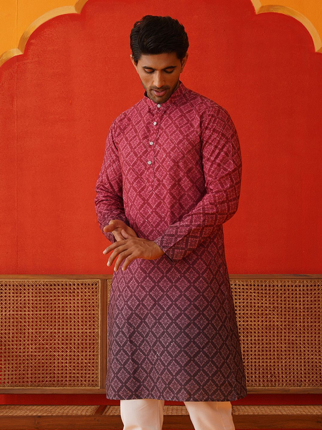 Image of Jompers Men Printed Straight Kurta