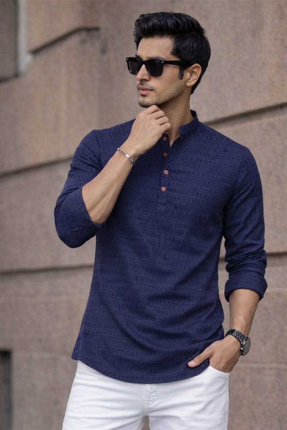 Image of STR CREATION Men Self Design, Woven Design Straight Kurta