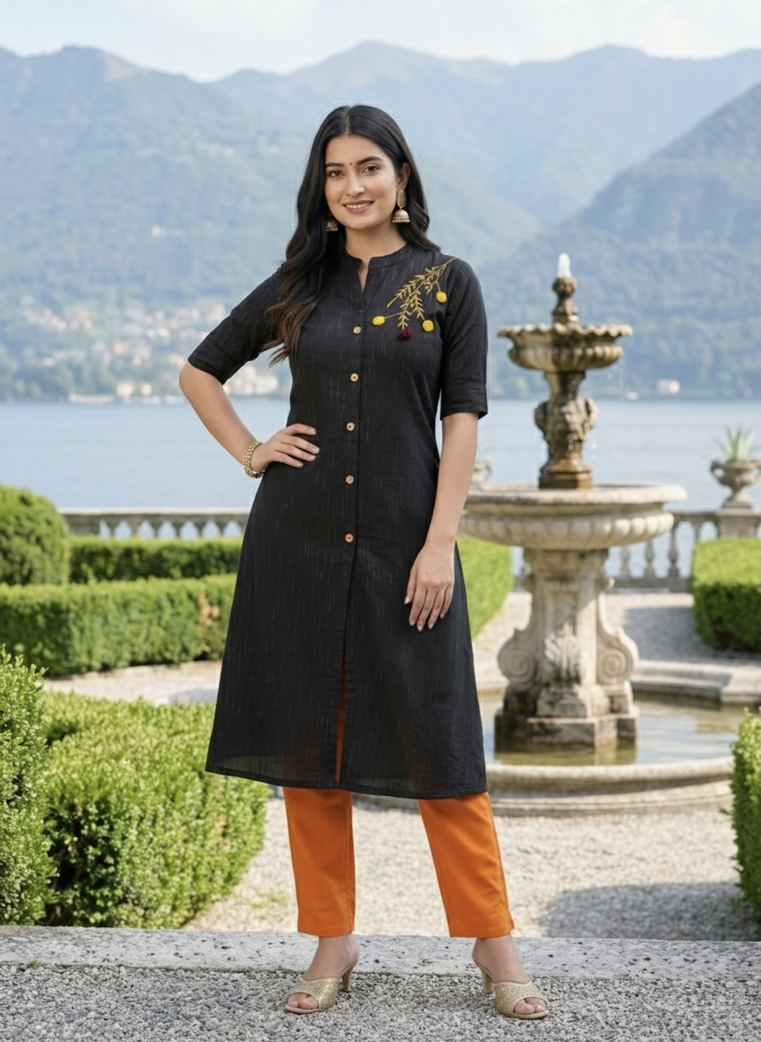 Image of WRADAH Women Embroidered A-line Kurta