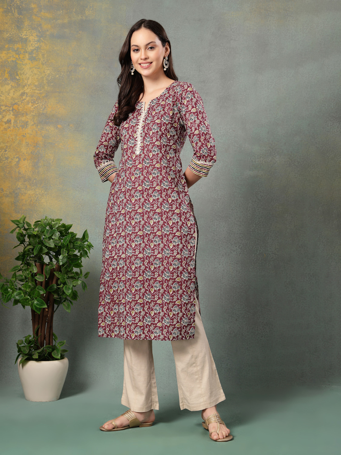 Image of God Bless Women Floral Print A-line Kurta