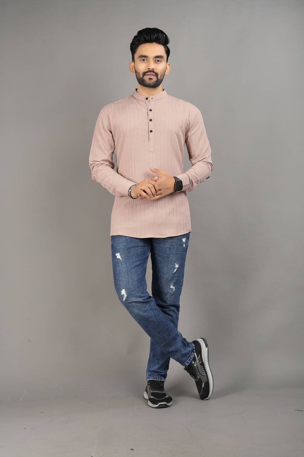 Nofilter Men Beige Solid Straight Kurta - Image 4