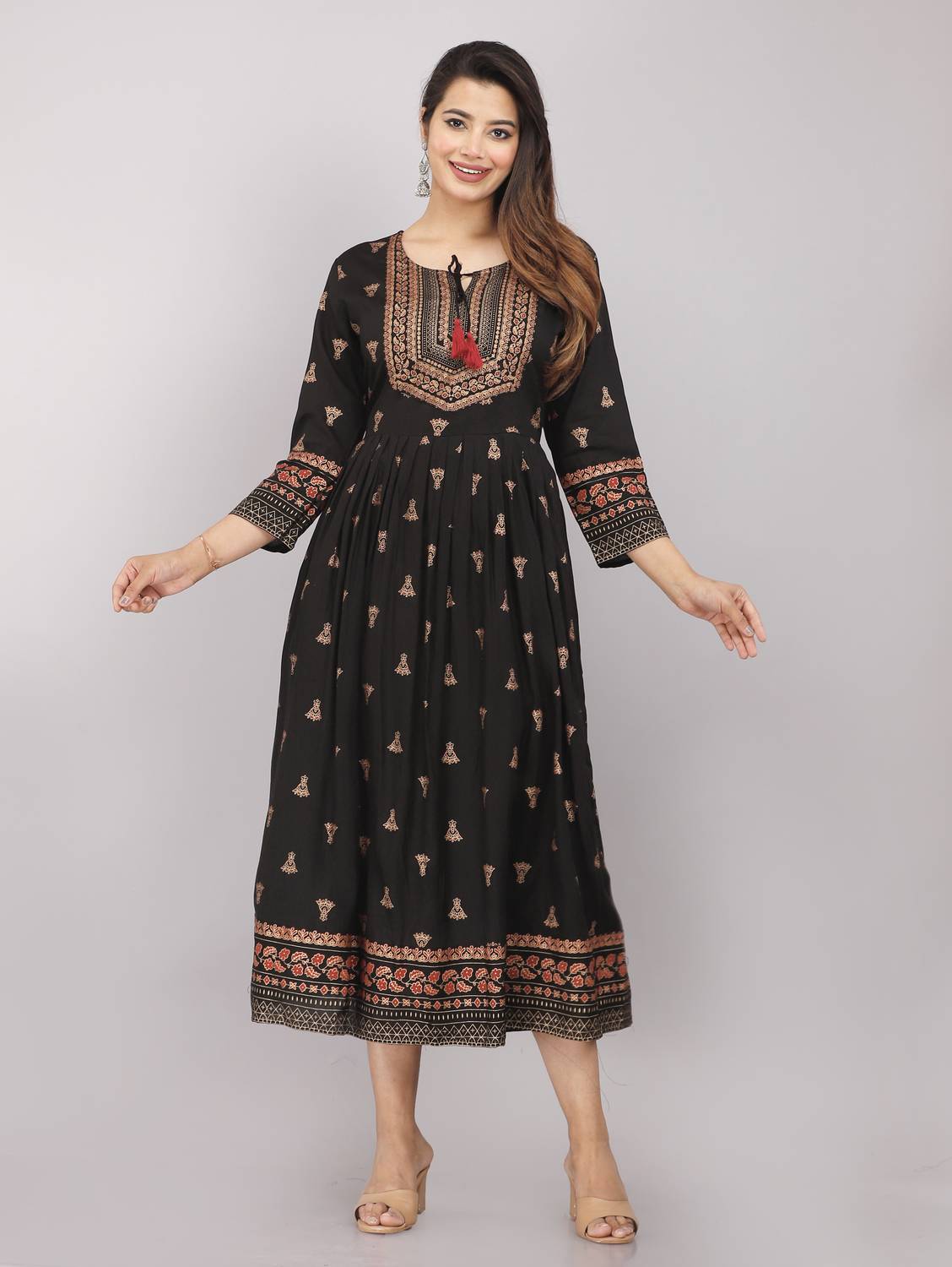 JOJO Enterprises Women Floral Print Viscose Rayon Anarkali Kurta
