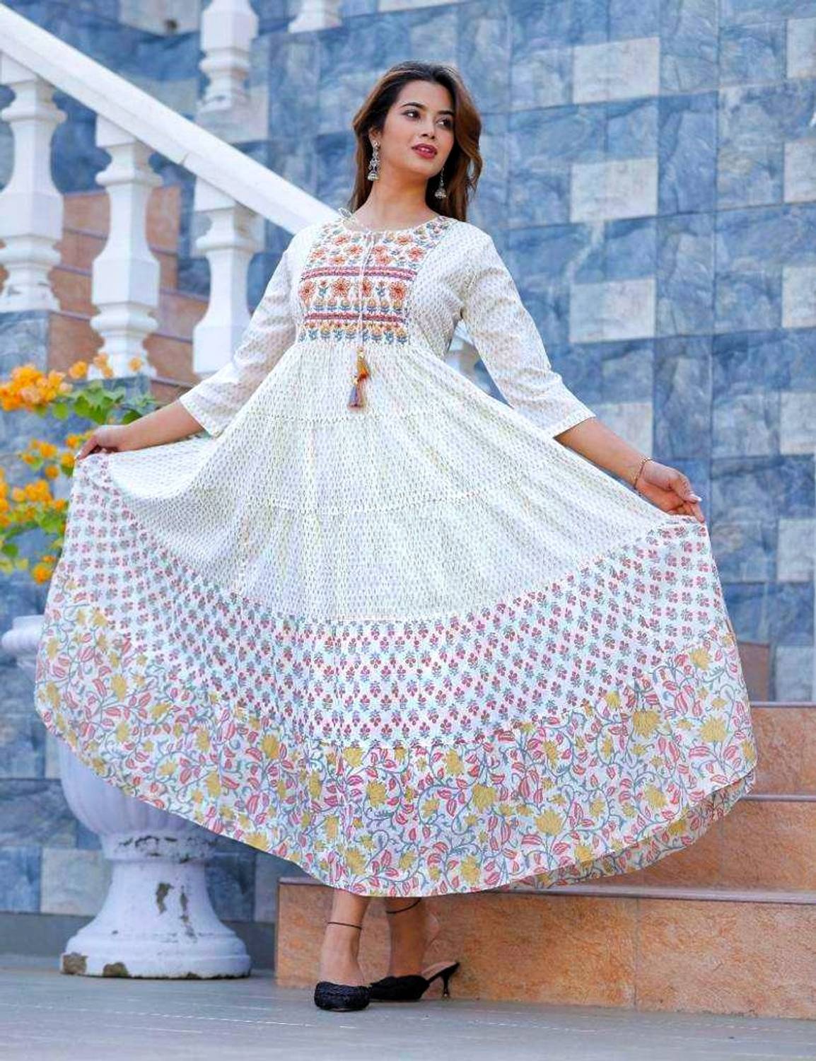 AF ASHA FABRICS Women Embroidered Viscose Rayon Anarkali Kurta (W