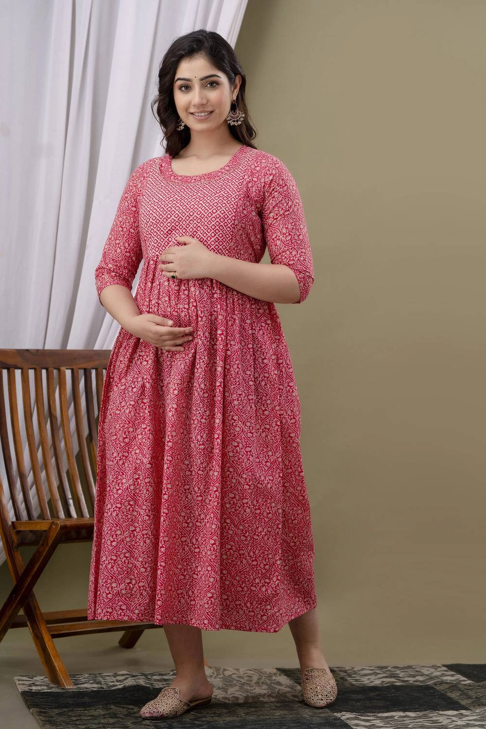 Madfury Women Printed Pure Cotton Anarkali Kurta (Multicolor)