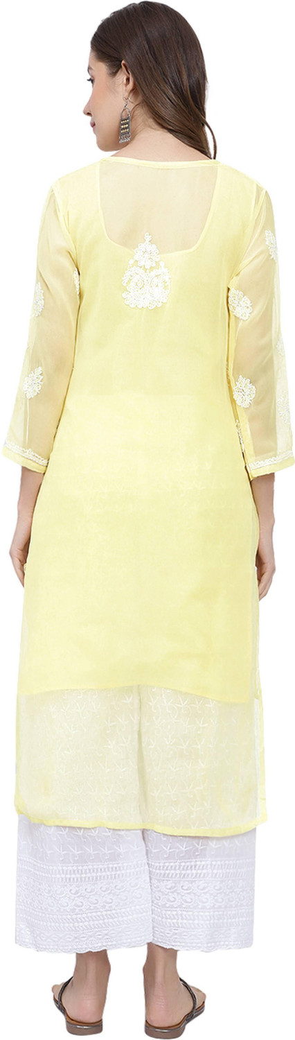 Image of Neelam Chikan Women Chikan Embroidery Straight Kurta