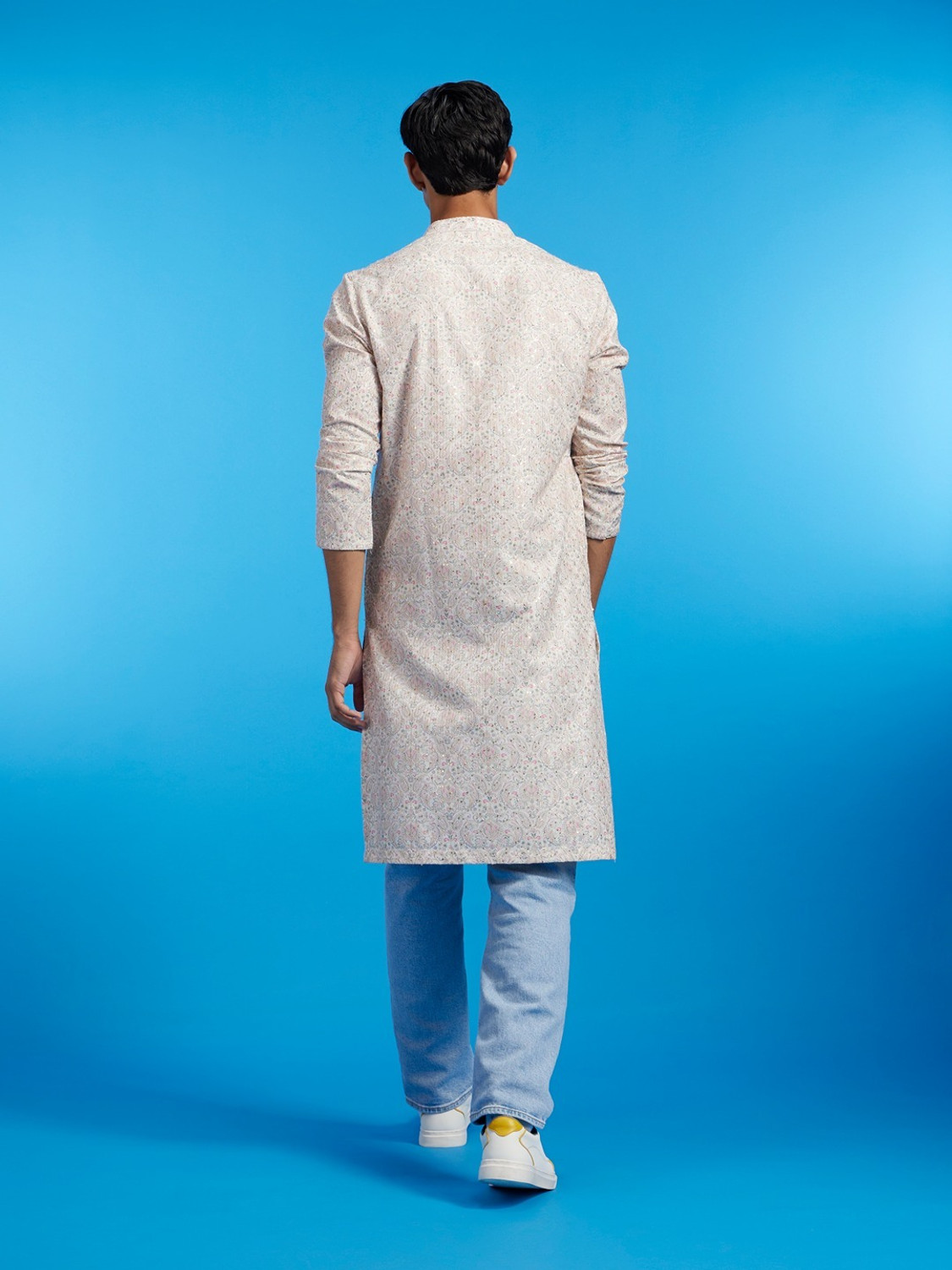Image of DIWAS by Manyavar Men Paisley, Embroidered, Embellished, Printed Straight Kurta