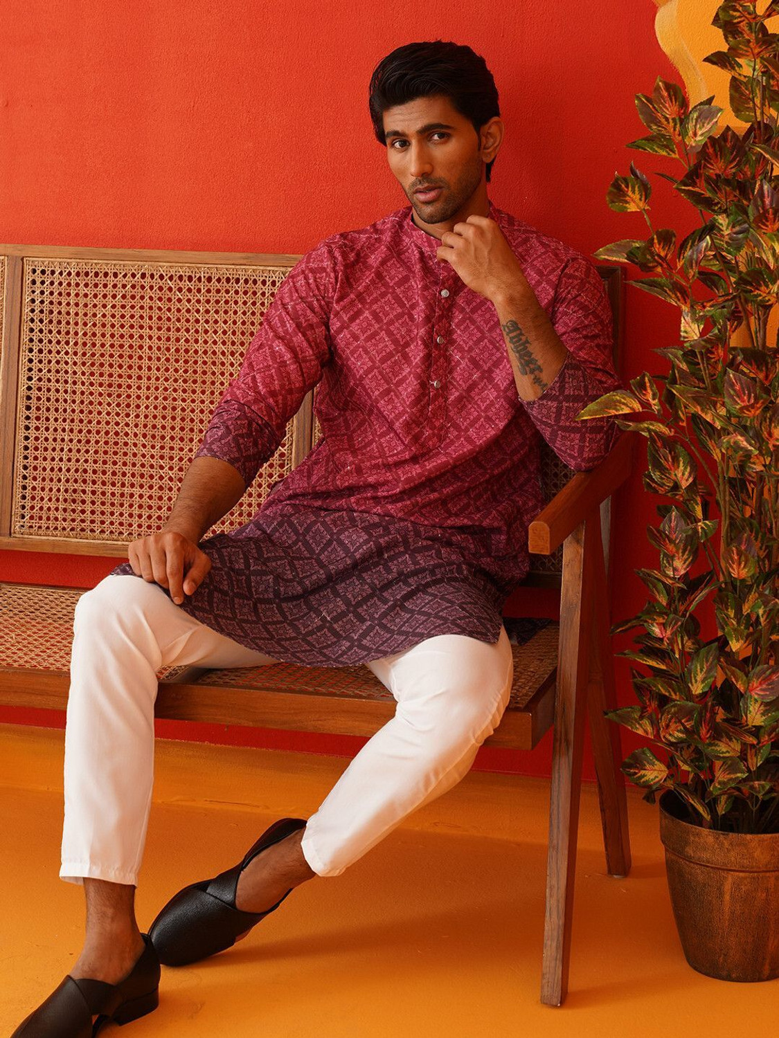 Image of Jompers Men Printed Straight Kurta