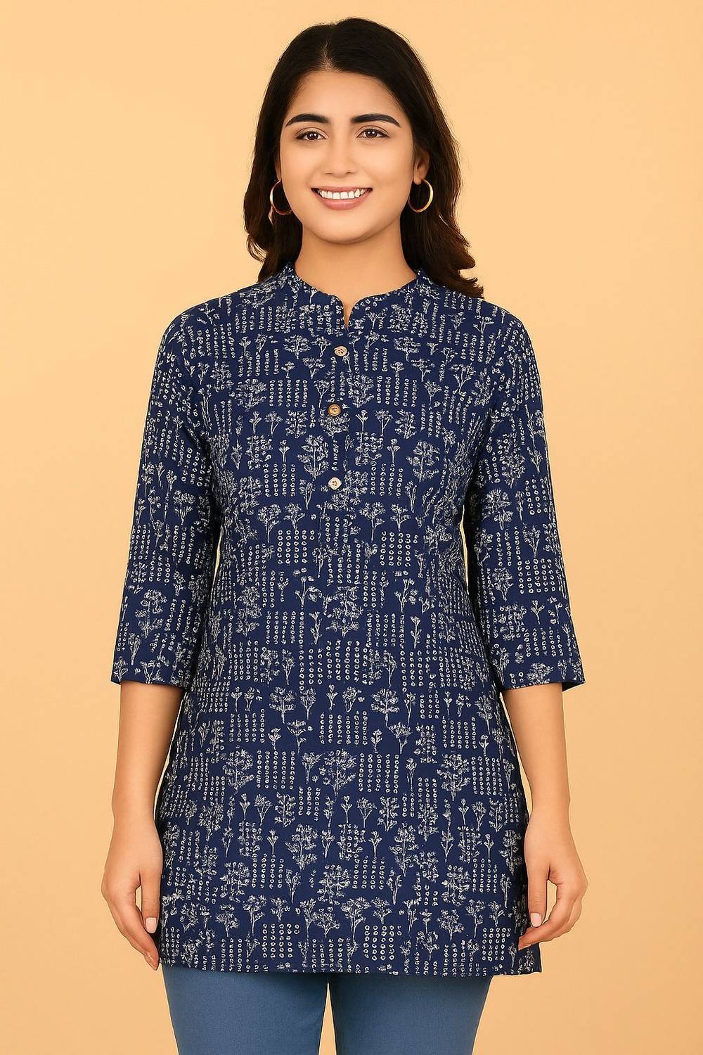 Aarti Fashion Women Printed Viscose Rayon Straight Kurta (Dark Bl
