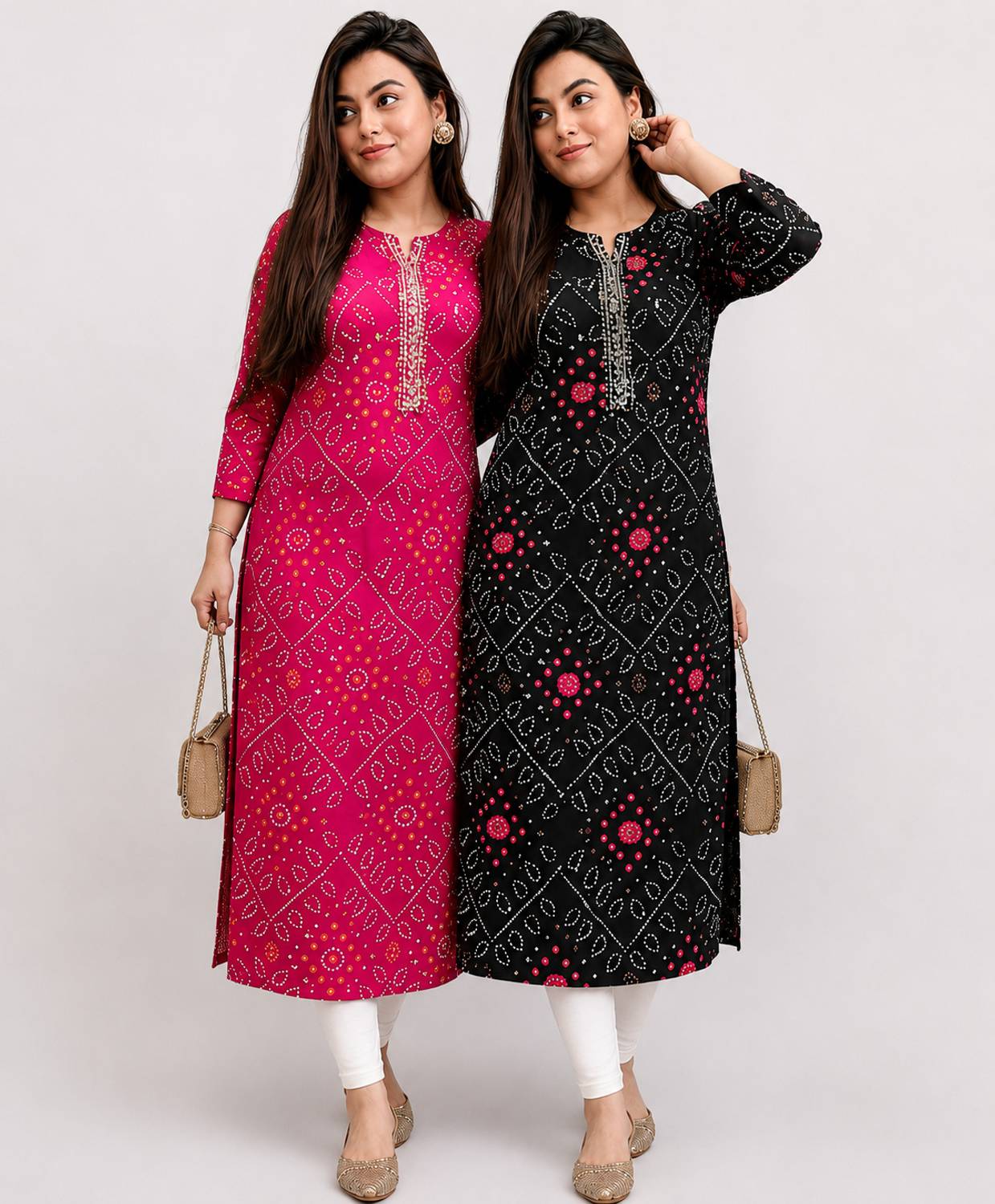ABCREATION Women Printed Straight Kurta