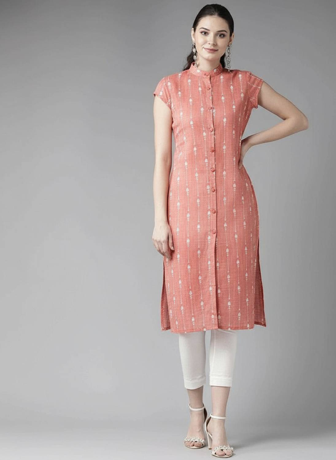 Amudee Fashion Women Printed Cotton Blend Straight Kurta (Pink)