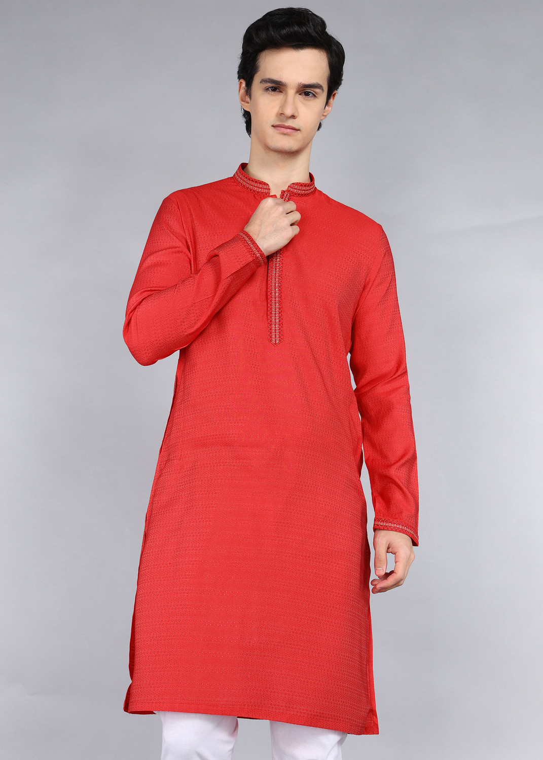 Image of Punya Men Self Design Straight Kurta