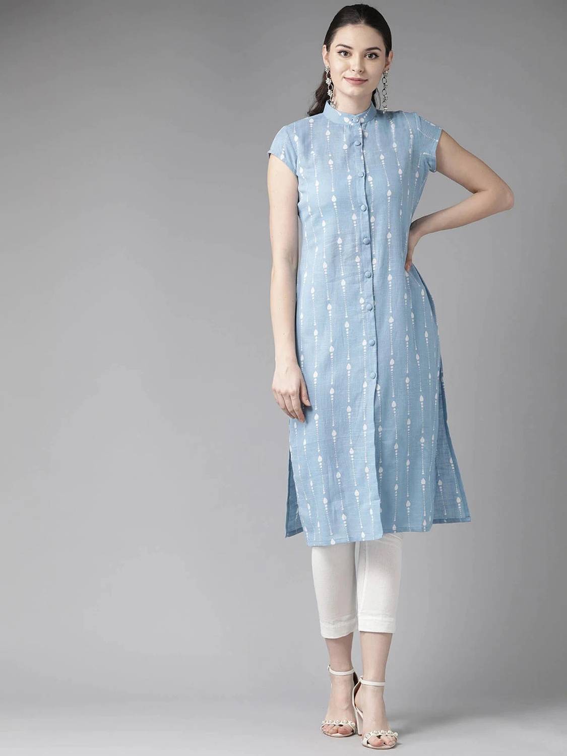 Amudee Fashion Women Printed Cotton Blend Straight Kurta (Light B
