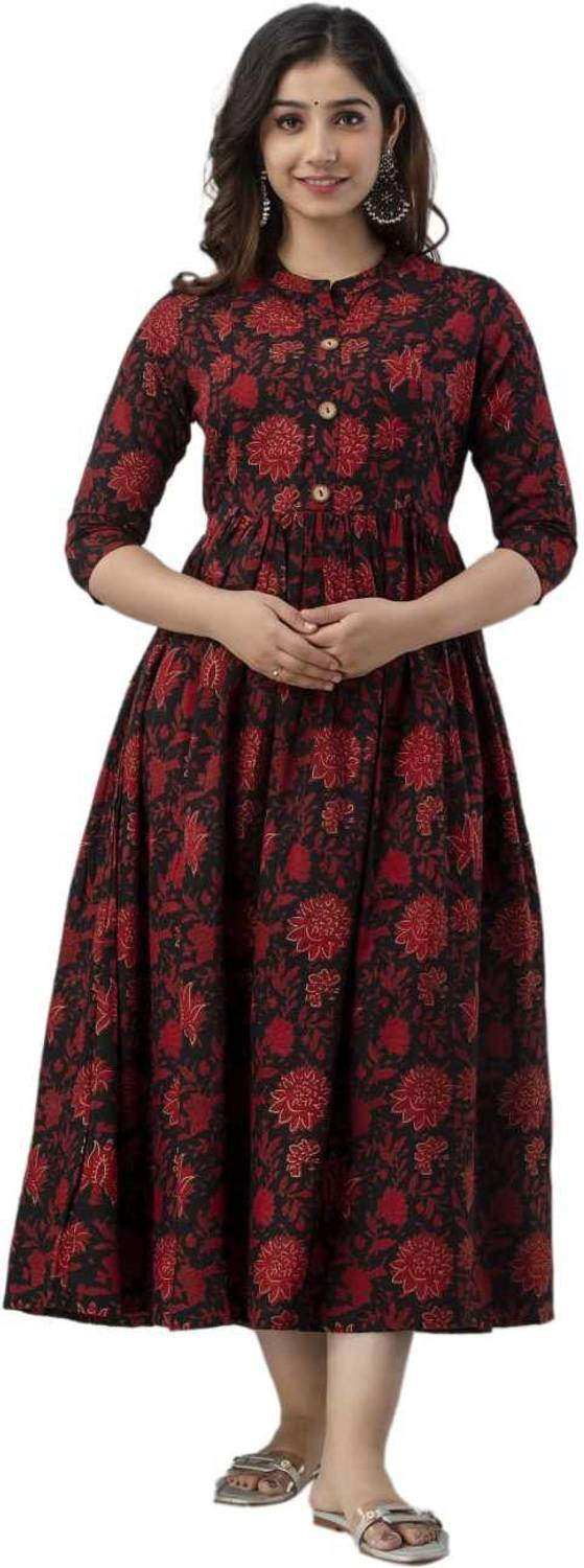 CHARNEST Women Printed Flared Kurta