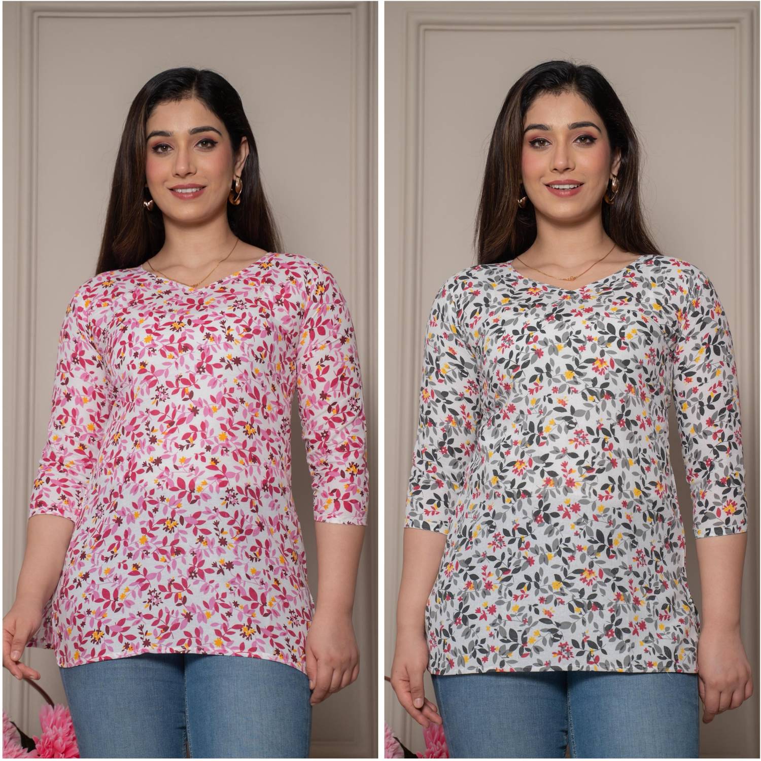 ATTIREGURU Women Floral Print Straight Kurta