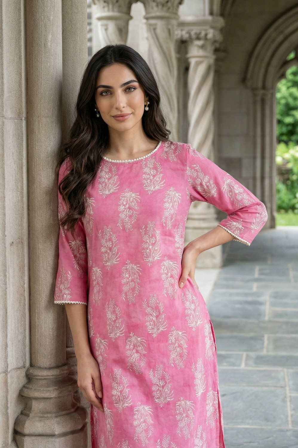 Image of W Women Floral Print Straight Kurta