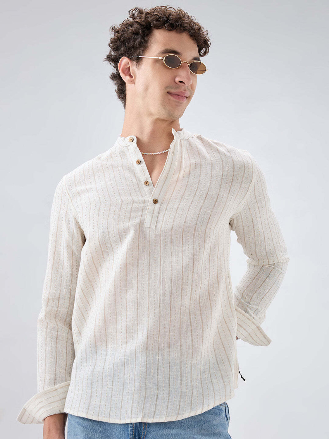 Image of VASTRADO Men Striped Straight Kurta