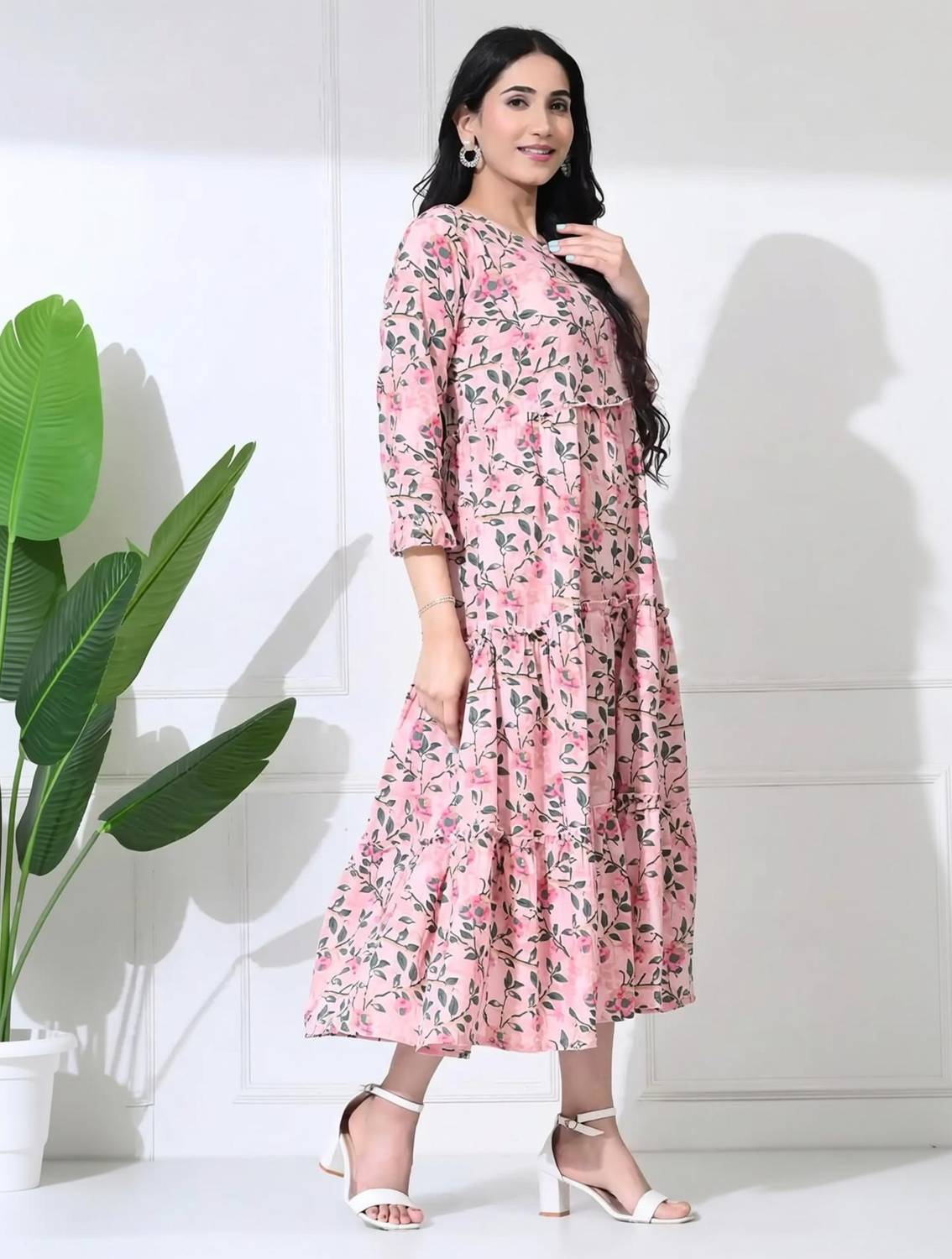 BAKNAD Women Floral Print Anarkali Kurta