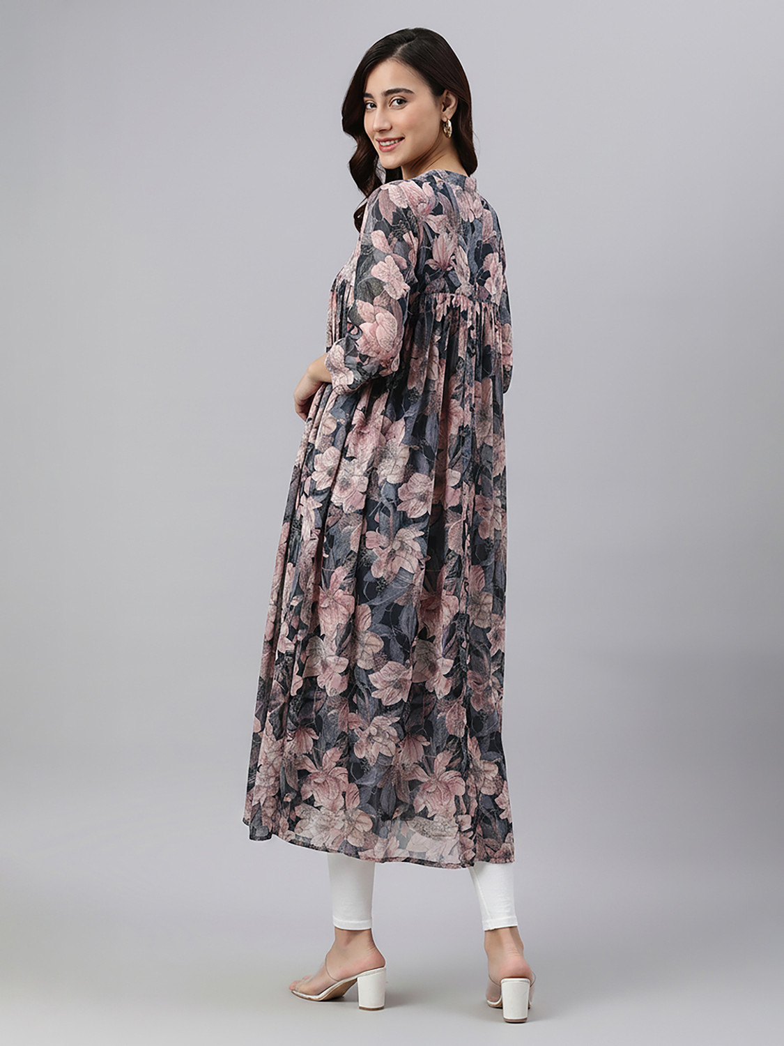 Image of Janasya Women Floral Print A-line Kurta