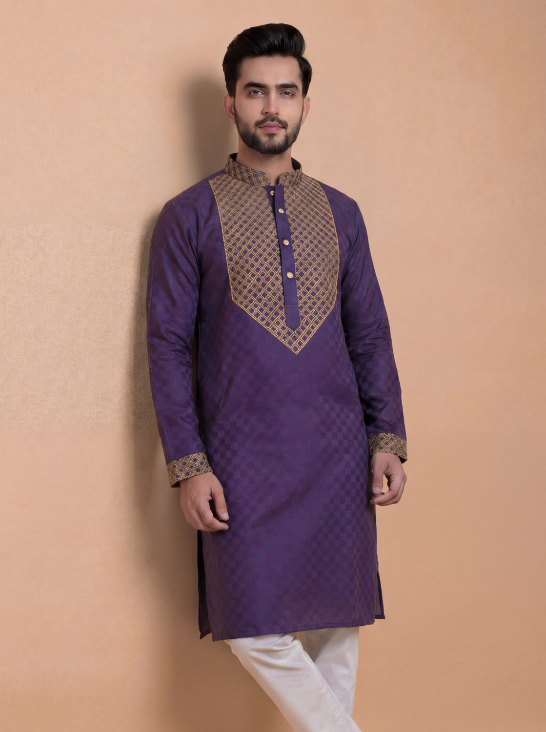 Image of Tibra Collection Men Embroidered Straight Kurta