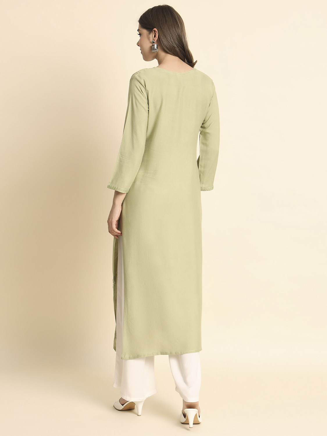 Image of Sofisty Women Chikan Embroidery Straight Kurta