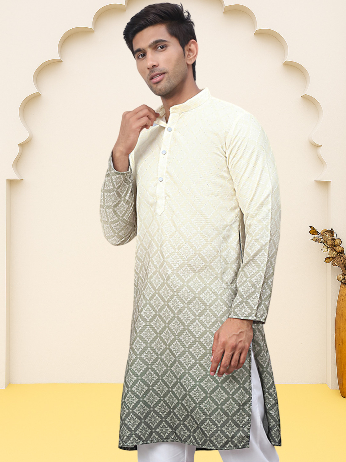 Image of Jompers Men Printed Straight Kurta