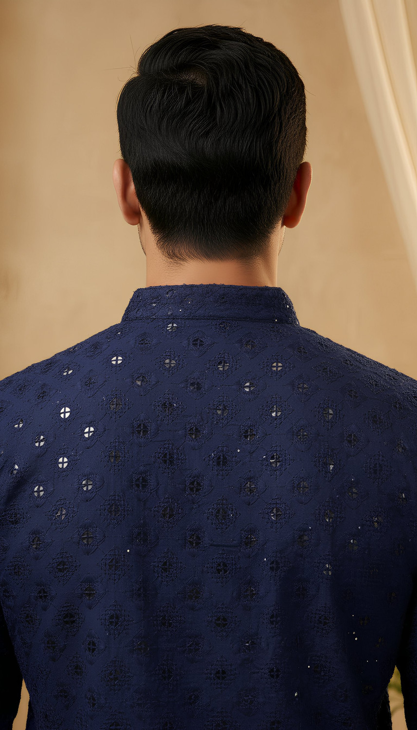 Image of ADHIRAJAN Men Embellished Straight Kurta