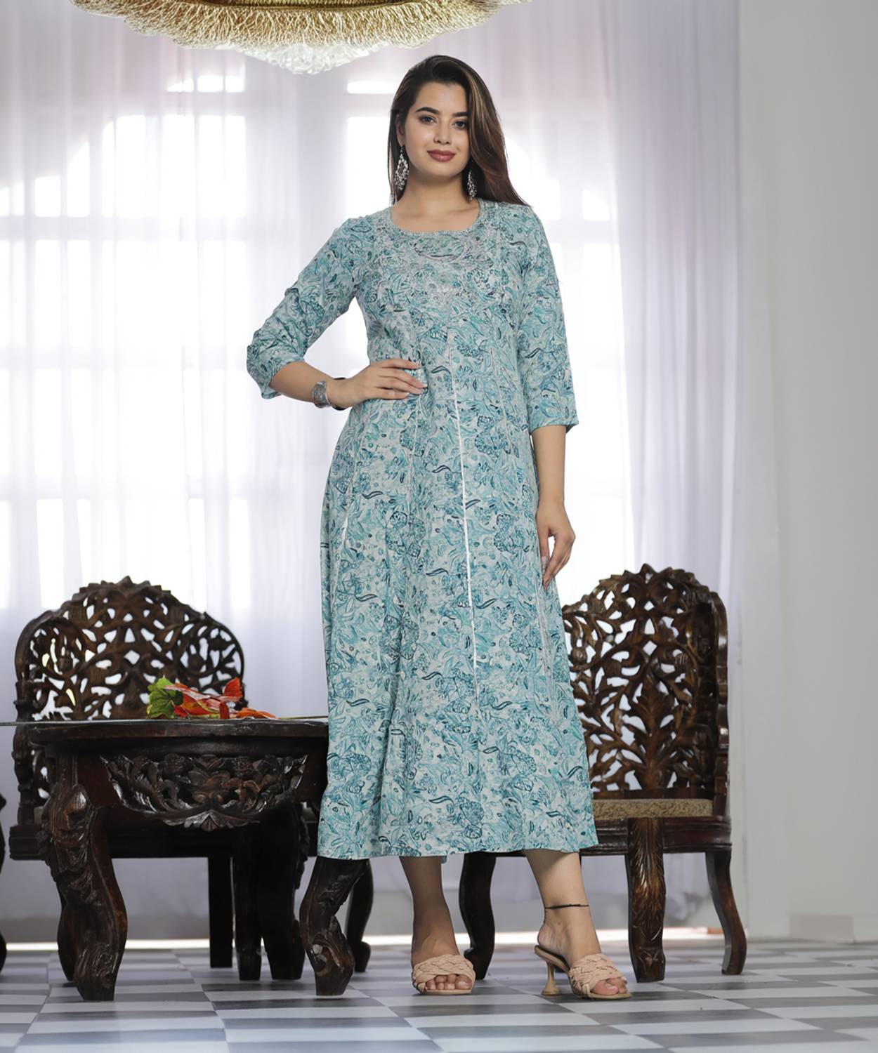 Shri Krishna Saree Center Women Embroidered Viscose Rayon Anarkal