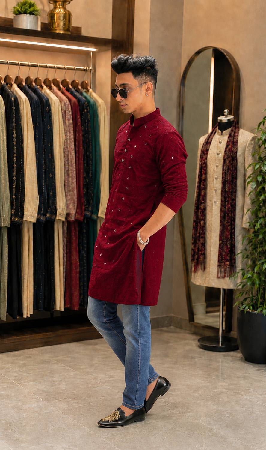 PN fashion Men Embellished Straight Kurta - Image 3
