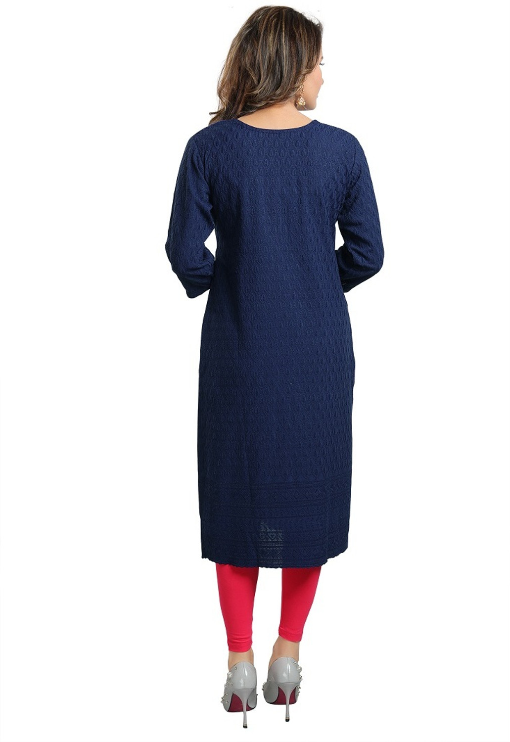 Image of Dream & Dzire Women Chikan Embroidery Straight Kurta