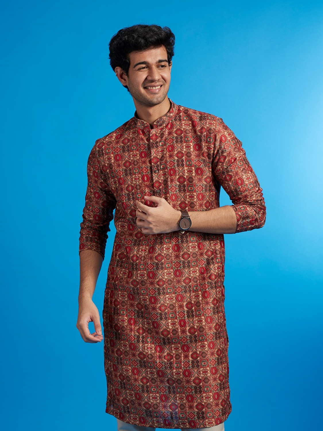 Image of DIWAS by Manyavar Men Printed Straight Kurta
