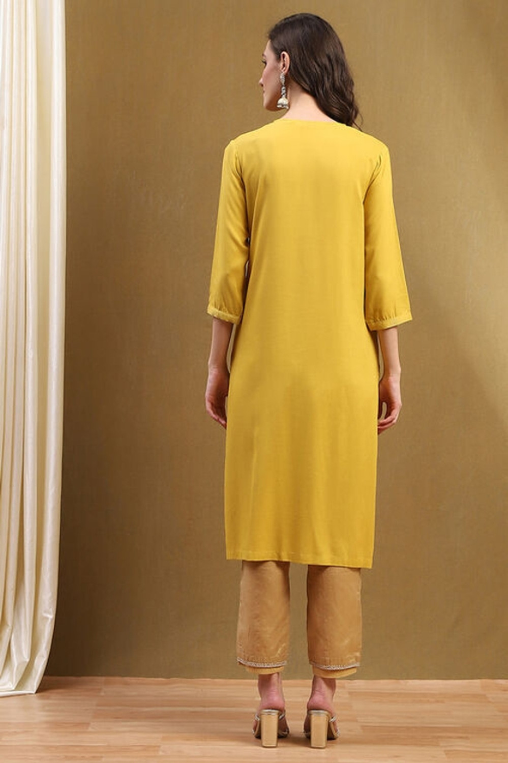Image of BIBA Women Solid Straight Kurta