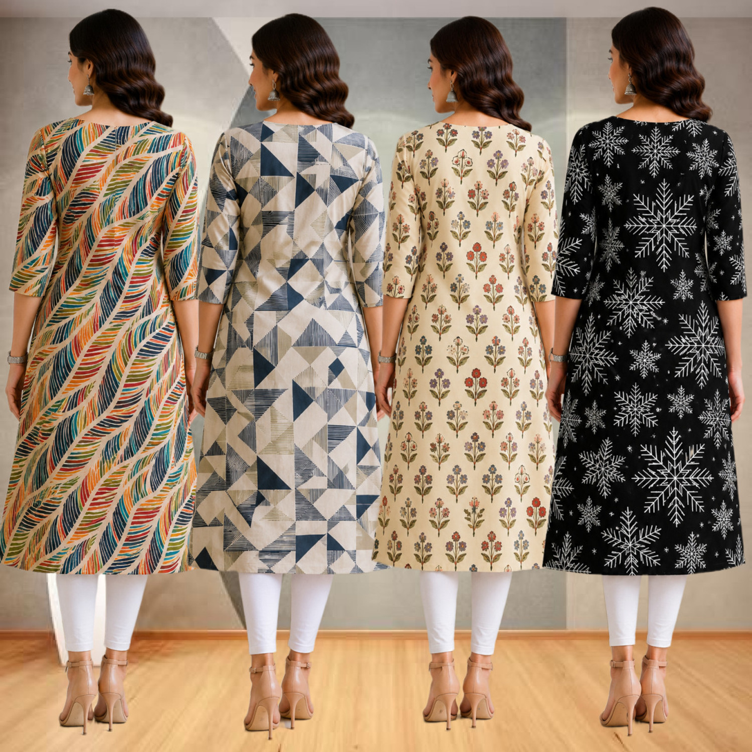 Image of veemora Women Printed Straight Kurta