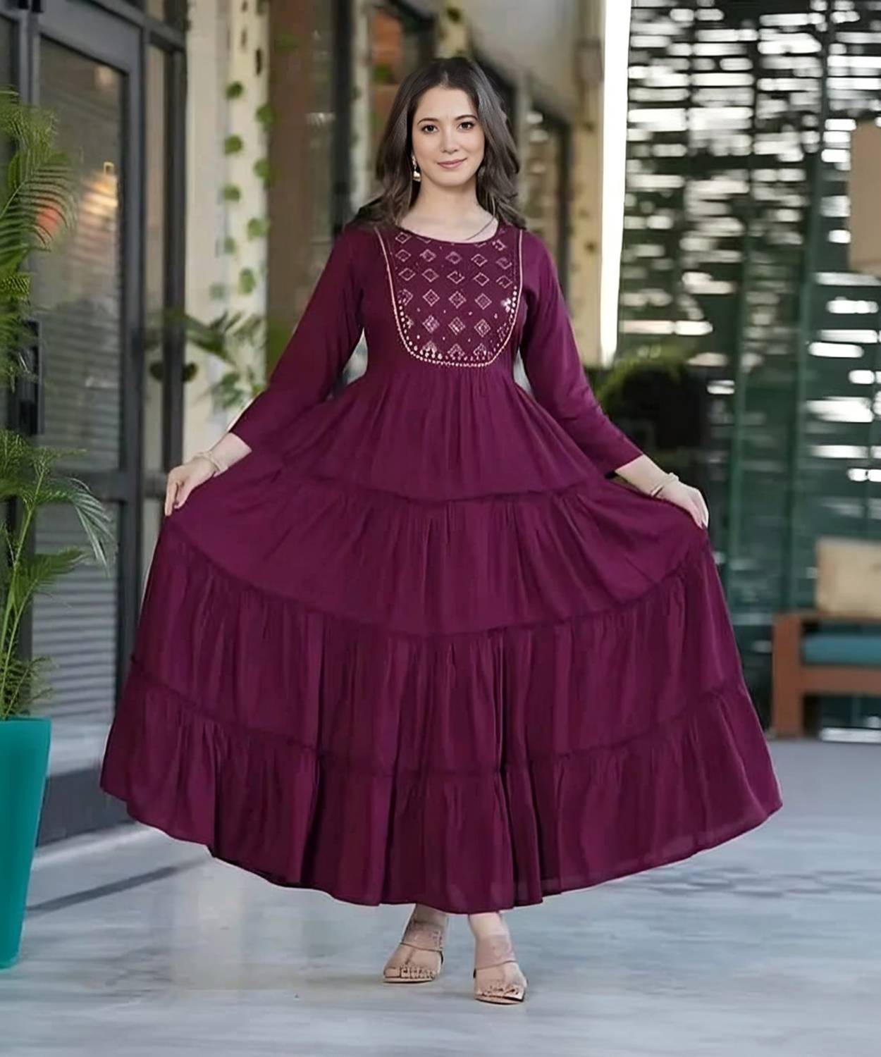 Bairaj Women Printed Anarkali Kurta