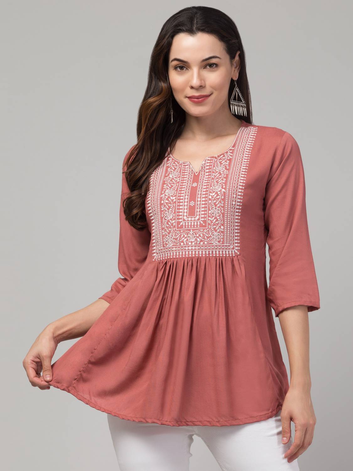 CROWN KING GARMENTS Women Embroidered Viscose Rayon Flared Kurta
