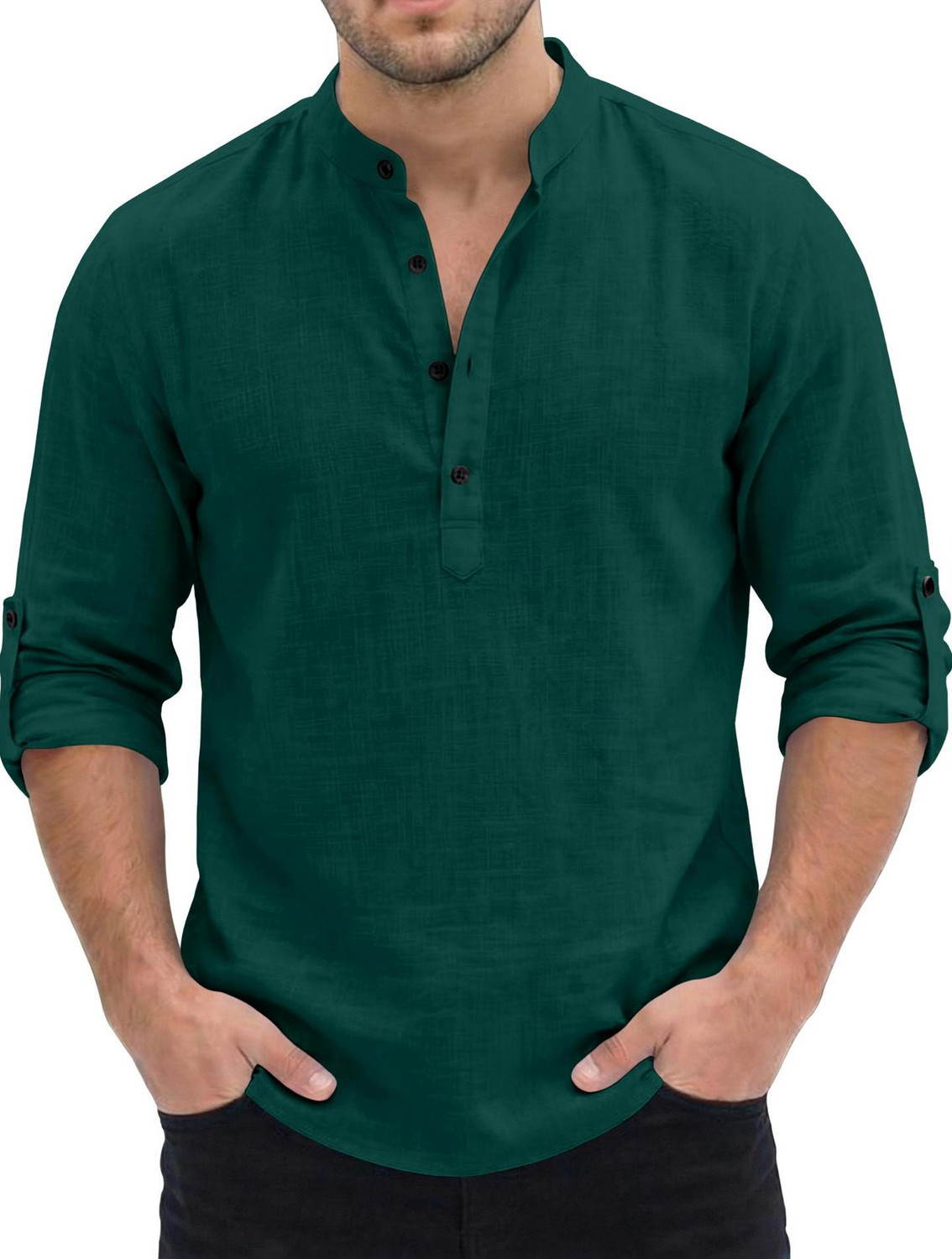 Image of bellstone Men Solid Straight Kurta