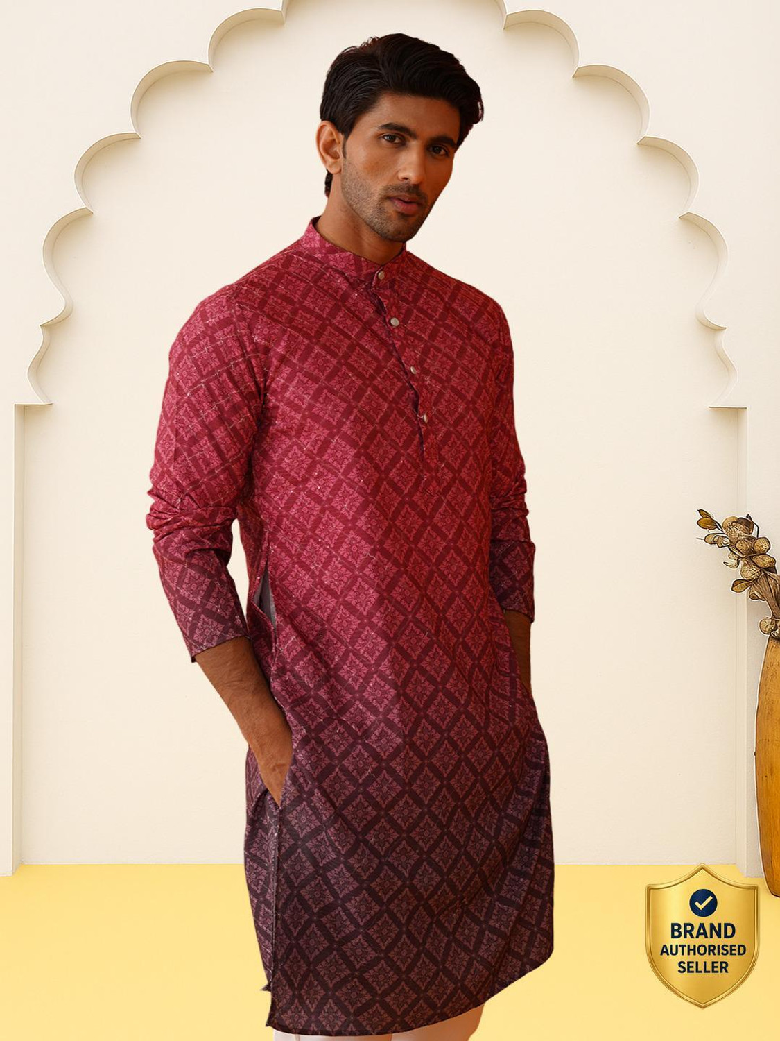 Image of Jompers Men Printed Straight Kurta