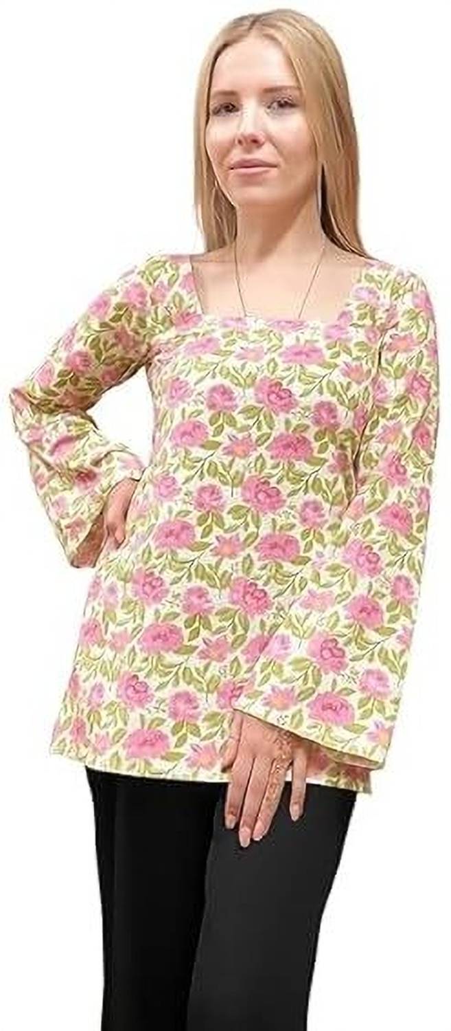 Karking Women Floral Print Cotton Blend A-line Kurta (Pink)