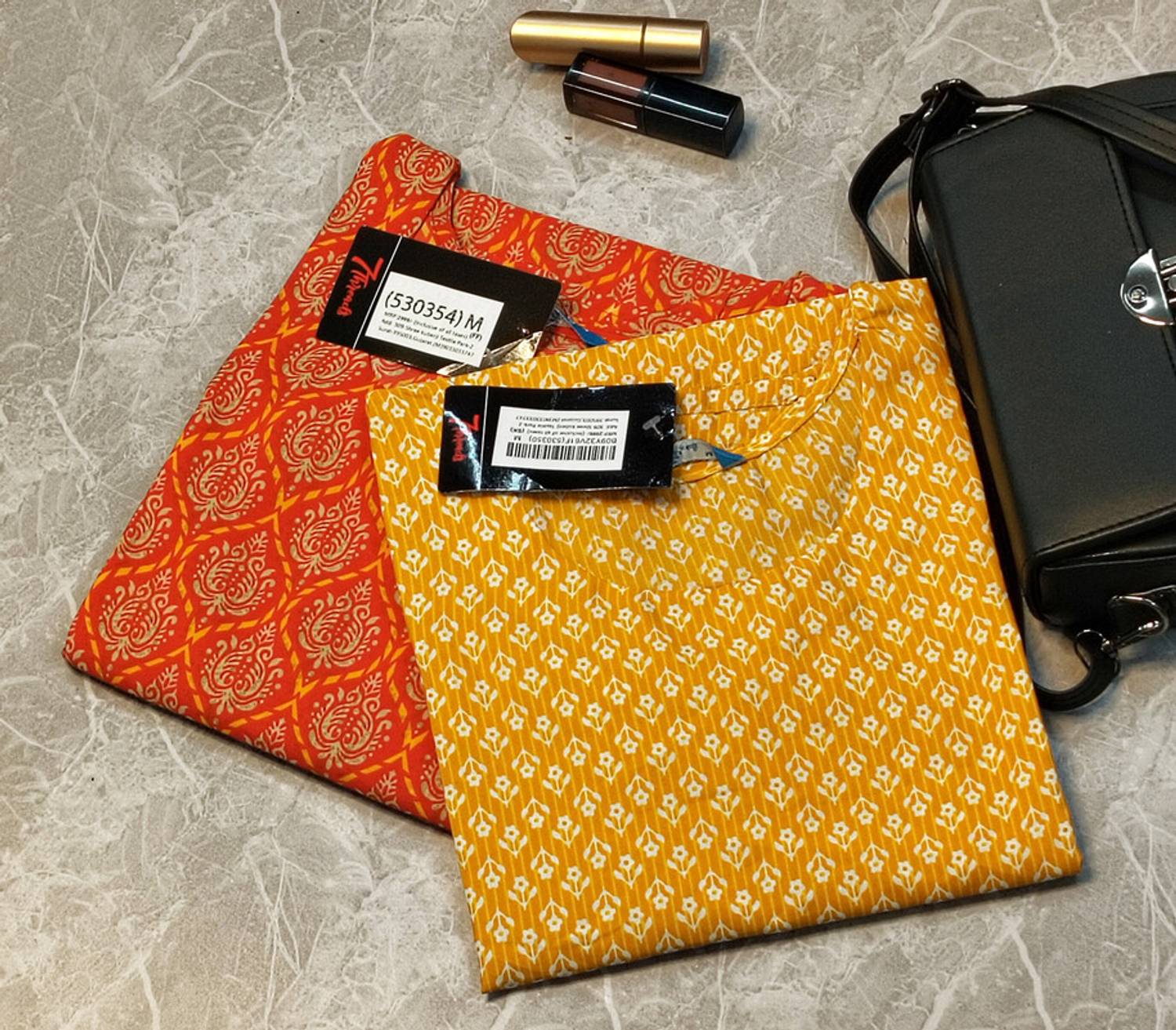 EthnicBasket Pack of 2 Women Printed Crepe Straight Kurta (Multic