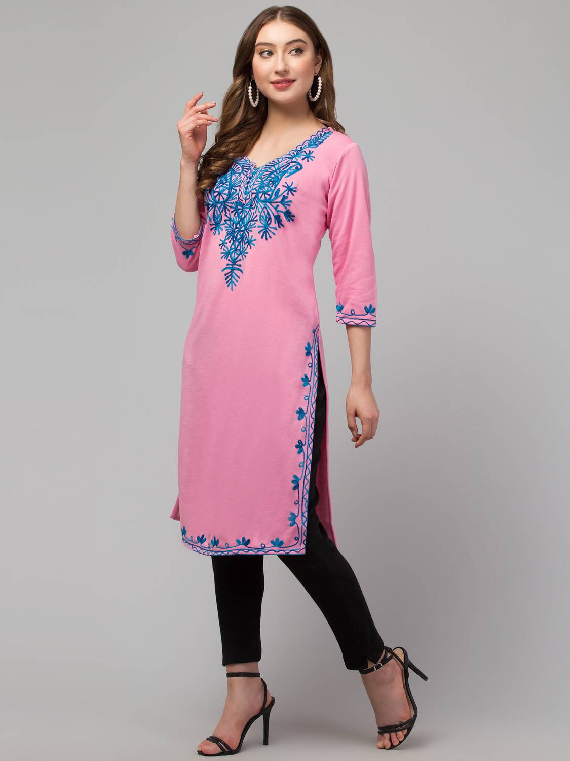 Al-Hudooms Women Embroidered A-line Kurta