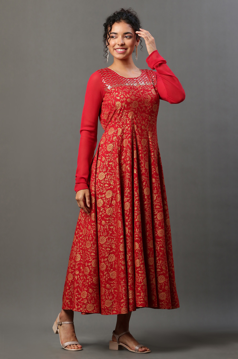 Image of Aurelia Women Floral Print A-line Kurta