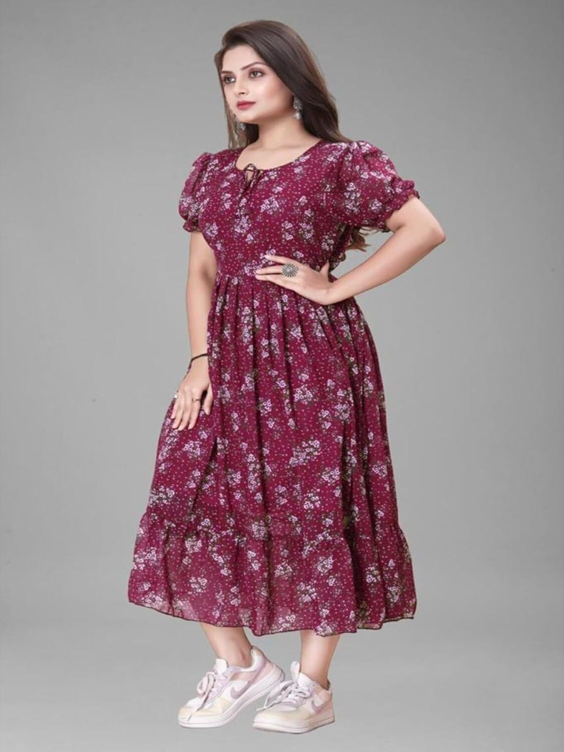 Image of Excessive Women Floral Print Anarkali Kurta