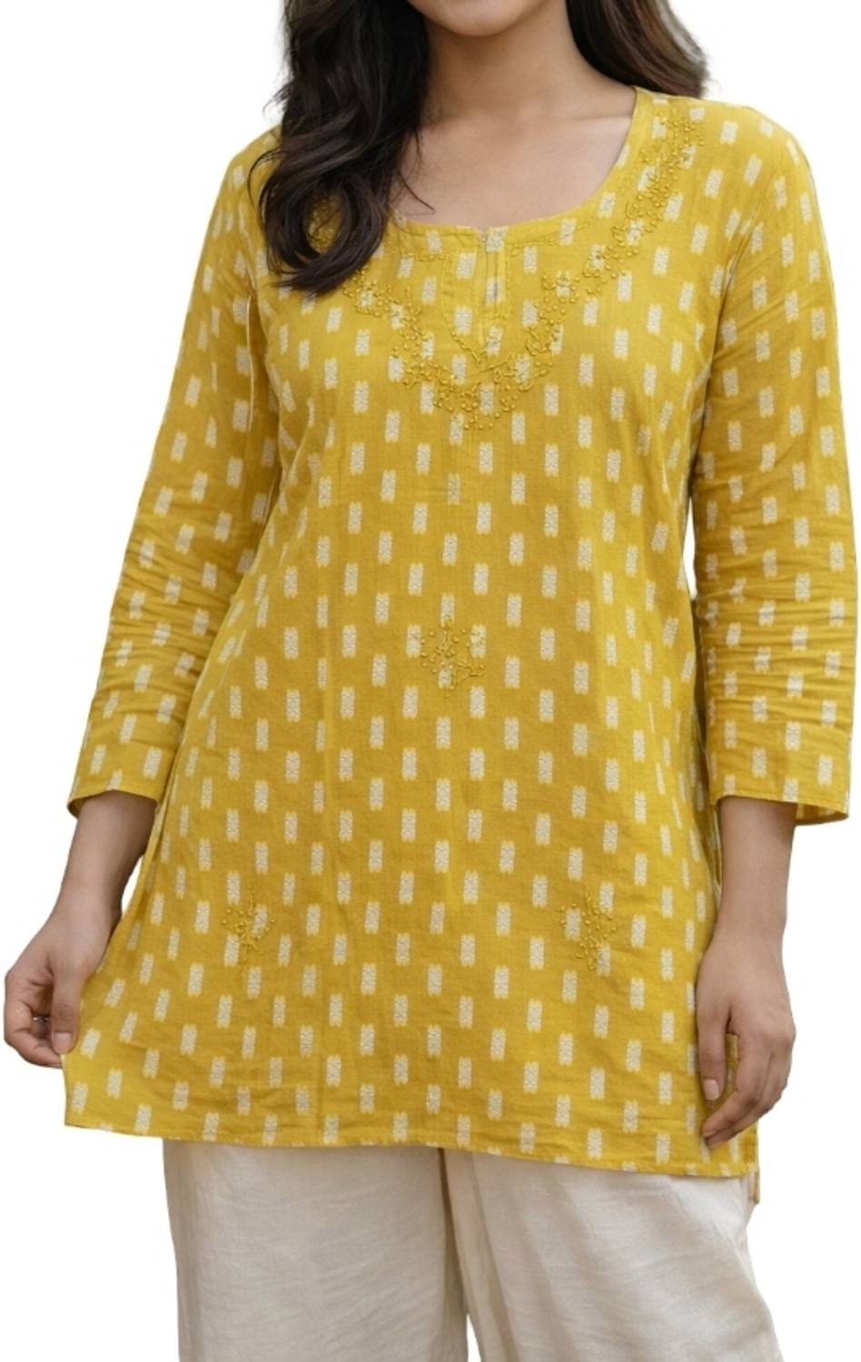 AKSM Women Printed, Embroidered Straight Kurta