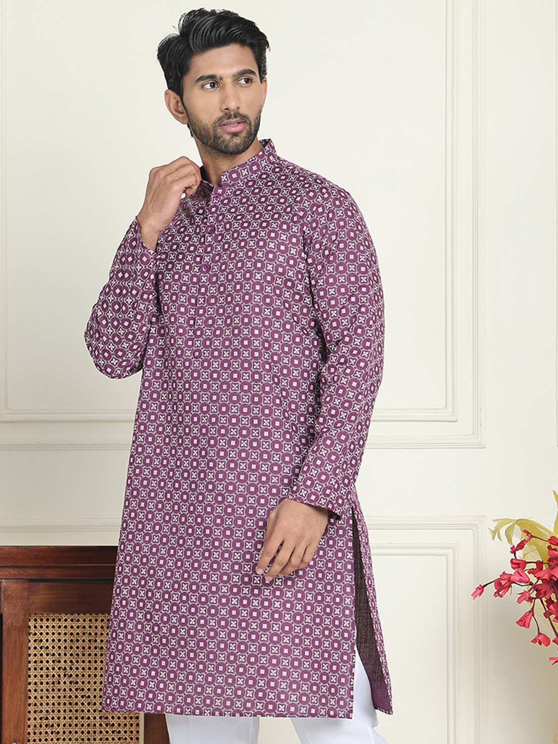 Image of Jompers Men Printed Straight Kurta